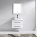 Marsala 29" Single Bathroom Vanity in White with White Engineered Stone Top and Square Sink with Polished Chrome Faucet and Mirror