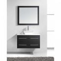 Marsala 35" Single Bathroom Vanity in Espresso with White Engineered Stone Top and Square Sink with Brushed Nickel Faucet and Mirror