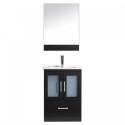 Zola 24" Single Bathroom Vanity in Espresso with Slim White Ceramic Top and Square Sink with Brushed Nickel Faucet and Mirror