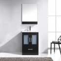 Zola 24" Single Bathroom Vanity in Espresso with Slim White Ceramic Top and Square Sink with Brushed Nickel Faucet and Mirror