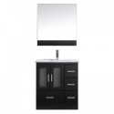 Zola 30" Single Bathroom Vanity in Espresso with Slim White Ceramic Top and Square Sink with Polished Chrome Faucet and Mirror
