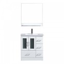 Zola 30" Single Bathroom Vanity in White with Slim White Ceramic Top and Square Sink with Brushed Nickel Faucet and Mirror