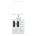 Zola 30" Single Bathroom Vanity in White with White Engineered Stone Top and Square Sink with Polished Chrome Faucet and Mirror