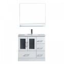 Zola 36" Single Bathroom Vanity in White with Slim White Ceramic Top and Square Sink with Polished Chrome Faucet and Mirror