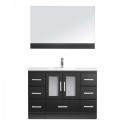 Zola 48" Single Bathroom Vanity in Espresso with Slim White Ceramic Top and Square Sink with Brushed Nickel Faucet and Mirror