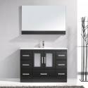 Zola 48" Single Bathroom Vanity in Espresso with Slim White Ceramic Top and Square Sink with Brushed Nickel Faucet and Mirror
