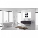 Augustine 59" Double Bathroom Vanity in Espresso with White Engineered Stone Top and Square Sink with Brushed Nickel Faucet and Mirrors