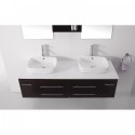 Augustine 59" Double Bathroom Vanity in Espresso with White Engineered Stone Top and Square Sink with Brushed Nickel Faucet and Mirrors