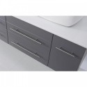 Augustine 59" Double Bathroom Vanity in Grey with White Engineered Stone Top and Square Sink with Polished Chrome Faucet and Mirrors