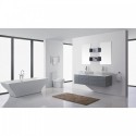 Augustine 59" Double Bathroom Vanity in Grey with White Engineered Stone Top and Square Sink with Brushed Nickel Faucet and Mirrors
