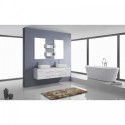 Augustine 59" Double Bathroom Vanity in White with White Engineered Stone Top and Square Sink with Brushed Nickel Faucet and Mirrors