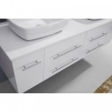 Augustine 59" Double Bathroom Vanity in White with White Engineered Stone Top and Square Sink with Brushed Nickel Faucet and Mirrors