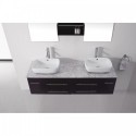 Augustine 59" Double Bathroom Vanity in Espresso with Marble Top and Square Sink with Polished Chrome Faucet and Mirrors