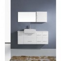 Hazel 55" Single Bathroom Vanity in White with White Ceramic Top and Square Sink with Brushed Nickel Faucet and Mirror