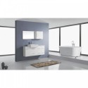 Hazel 55" Single Bathroom Vanity in White with White Ceramic Top and Square Sink with Brushed Nickel Faucet and Mirror