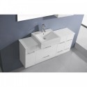 Hazel 55" Single Bathroom Vanity in White with White Ceramic Top and Square Sink with Brushed Nickel Faucet and Mirror