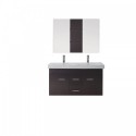 Opal 48" Double Bathroom Vanity in Espresso with White Ceramic Top and Square Sink with Brushed Nickel Faucet and Mirror