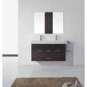 Opal 48" Double Bathroom Vanity in Espresso with White Ceramic Top and Square Sink with Brushed Nickel Faucet and Mirror