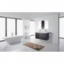 Opal 48" Double Bathroom Vanity in Espresso with White Ceramic Top and Square Sink with Brushed Nickel Faucet and Mirror