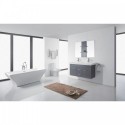 Opal 48" Double Bathroom Vanity in Grey with White Ceramic Top and Square Sink with Brushed Nickel Faucet and Mirror