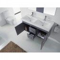 Opal 48" Double Bathroom Vanity in Grey with White Ceramic Top and Square Sink with Brushed Nickel Faucet and Mirror