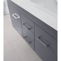 Opal 48" Double Bathroom Vanity in Grey with White Ceramic Top and Square Sink with Brushed Nickel Faucet and Mirror