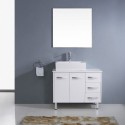 Tilda 36" Single Bathroom Vanity in White with White Engineered Stone Top and Square Sink with Polished Chrome Faucet and Mirror