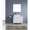 Tilda 36" Single Bathroom Vanity in White with White Engineered Stone Top and Square Sink with Polished Chrome Faucet and Mirror