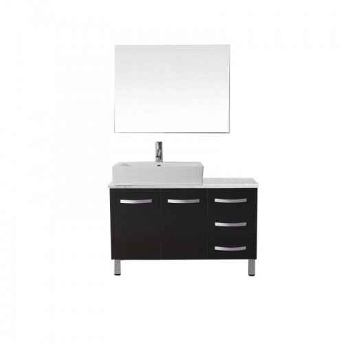 Tilda 36" Single Bathroom Vanity in Espresso with Marble Top and Square Sink with Polished Chrome Faucet and Mirror