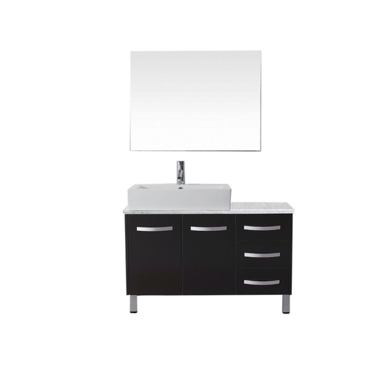 Tilda 36" Single Bathroom Vanity in Espresso with Marble Top and Square Sink with Polished Chrome Faucet and Mirror