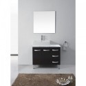 Tilda 36" Single Bathroom Vanity in Espresso with Marble Top and Square Sink with Polished Chrome Faucet and Mirror