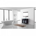 Ava 36" Single Bathroom Vanity in Espresso with Aqua Tempered Glass Top and Round Sink with Polished Chrome Faucet and Mirror
