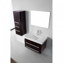 Antonio 30" Single Bathroom Vanity in Espresso with White Ceramic Top and Square Sink with Polished Chrome Faucet and Mirror