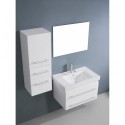 Antonio 30" Single Bathroom Vanity in White with White Ceramic Top and Square Sink with Polished Chrome Faucet and Mirror