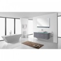 Biagio 55" Single Bathroom Vanity in Grey with Aqua Tempered Glass Top and Odd Sink with Brushed Nickel Faucet and Mirror