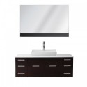 Biagio 55" Single Bathroom Vanity in Espresso with White Engineered Stone Top and Odd Sink with Brushed Nickel Faucet and Mirror