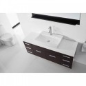 Biagio 55" Single Bathroom Vanity in Espresso with White Engineered Stone Top and Odd Sink with Brushed Nickel Faucet and Mirror