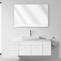 Biagio 55" Single Bathroom Vanity in White with White Engineered Stone Top and Odd Sink with Brushed Nickel Faucet and Mirror