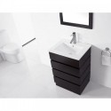 Bruno 24" Single Bathroom Vanity in Espresso with Slim White Ceramic Top and Square Sink with Polished Chrome Faucet and Mirror