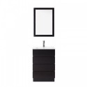 Bruno 24" Single Bathroom Vanity in Espresso with Slim White Ceramic Top and Square Sink with Brushed Nickel Faucet and Mirror