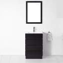 Bruno 24" Single Bathroom Vanity in Espresso with Slim White Ceramic Top and Square Sink with Brushed Nickel Faucet and Mirror