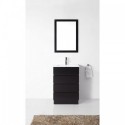 Bruno 24" Single Bathroom Vanity in Espresso with Slim White Ceramic Top and Square Sink with Brushed Nickel Faucet and Mirror