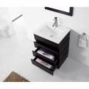 Bruno 24" Single Bathroom Vanity in Espresso with Slim White Ceramic Top and Square Sink with Brushed Nickel Faucet and Mirror
