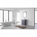 Bruno 24" Single Bathroom Vanity in Grey with Slim White Ceramic Top and Square Sink with Brushed Nickel Faucet and Mirror