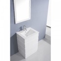 Bruno 24" Single Bathroom Vanity in White with Slim White Ceramic Top and Square Sink with Polished Chrome Faucet and Mirror
