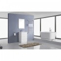 Bruno 24" Single Bathroom Vanity in White with Slim White Ceramic Top and Square Sink with Brushed Nickel Faucet and Mirror
