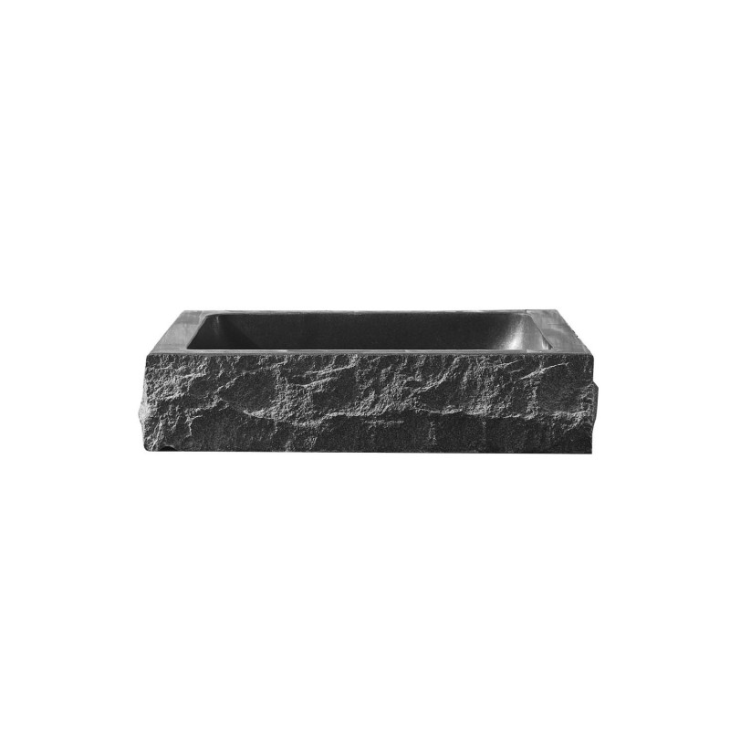 Neril Natural Stone Bathroom Vessel Sink in Shanxi Black Granite