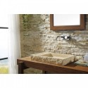 Orion Natural Stone Bathroom Vessel Sink in Galala Beige Marble