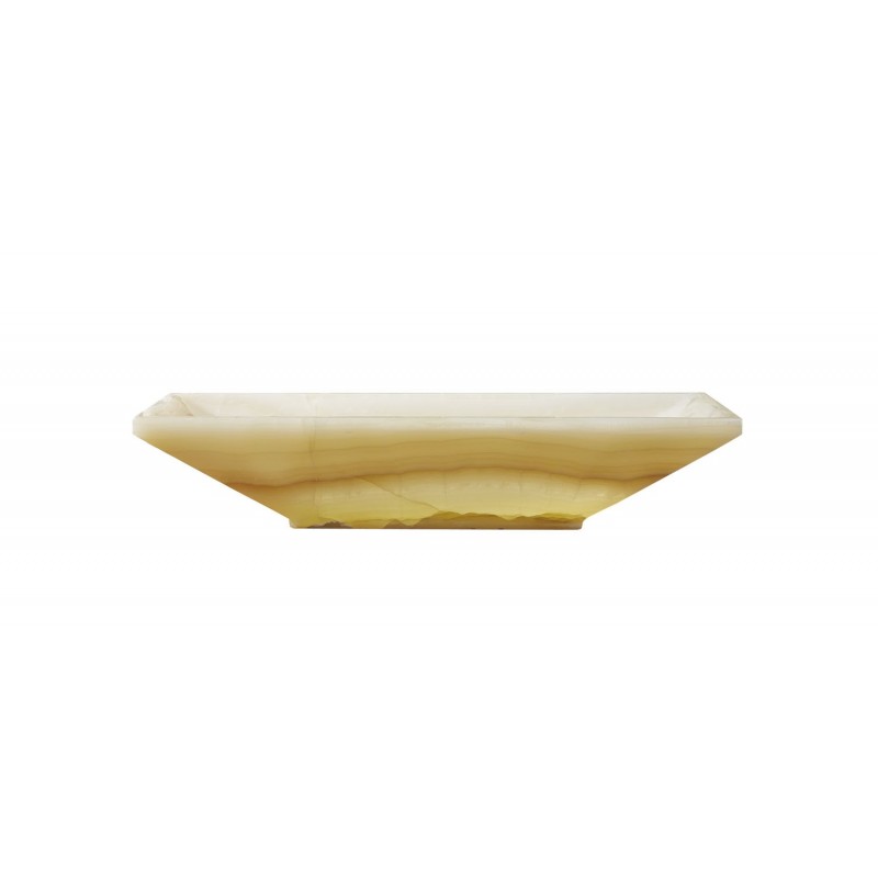 Ira Natural Stone Bathroom Vessel Sink in White Onyx Marble