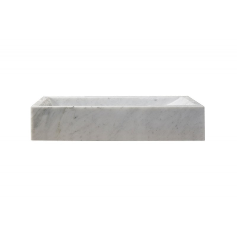 Eros Natural Stone Bathroom Vessel Sink in Bianco Carrara Marble